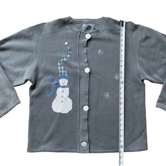 VINTAGE Authentic Pigment Cardigan Gray Snowman - Picture 4 of 9